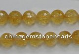 CCR05 15.5 inches 10mm faceted round natural citrine gemstone beads