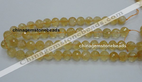 CCR06 15.5 inches 14mm faceted round natural citrine gemstone beads