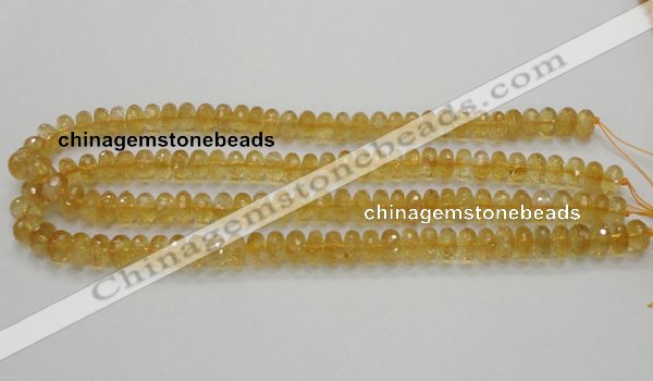CCR09 15.5 inches 6*10mm faceted rondelle natural citrine gemstone beads
