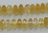 CCR10 15.5 inches 6*12mm faceted rondelle natural citrine gemstone beads