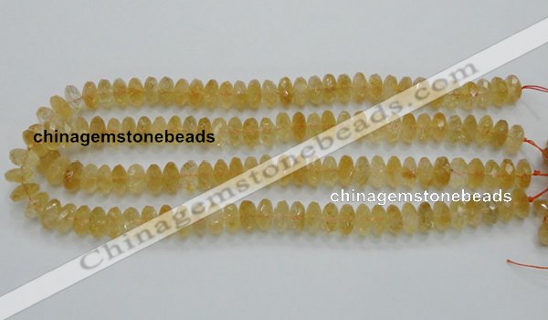 CCR10 15.5 inches 6*12mm faceted rondelle natural citrine gemstone beads