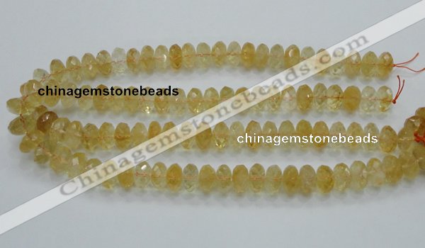 CCR11 15.5 inches 8*14mm faceted rondelle natural citrine gemstone beads