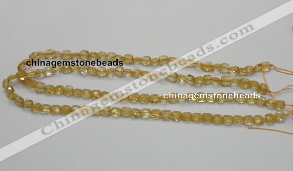 CCR12 15.5 inches 7*7mm faceted square natural citrine gemstone beads