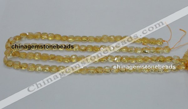 CCR14 15.5 inches 8*8mm faceted square natural citrine gemstone beads
