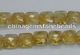 CCR15 15.5 inches 10*10mm faceted square natural citrine gemstone beads