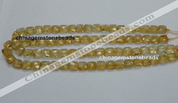 CCR15 15.5 inches 10*10mm faceted square natural citrine gemstone beads