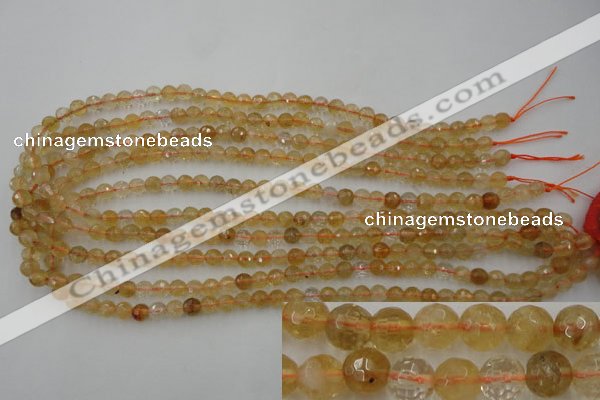 CCR151 15.5 inches 6mm faceted round natural citrine gemstone beads