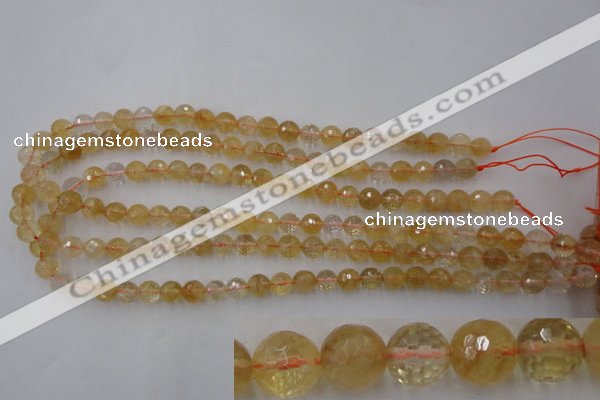 CCR153 15.5 inches 8mm faceted round natural citrine gemstone beads