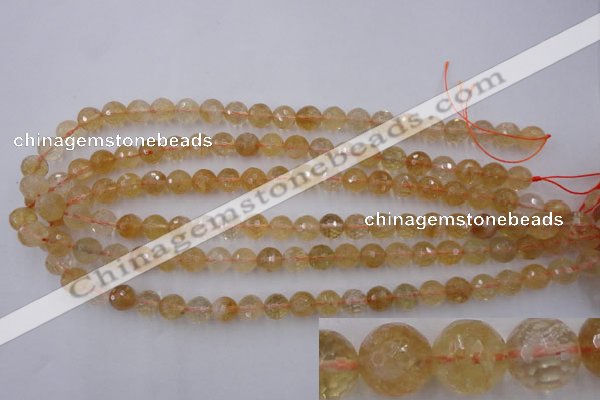 CCR154 15.5 inches 9mm faceted round natural citrine gemstone beads