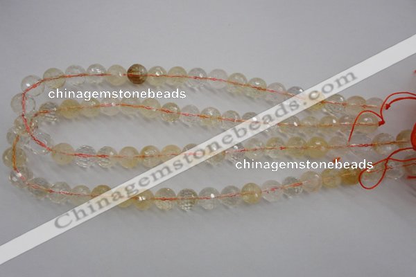 CCR155 15.5 inches 10mm faceted round natural citrine beads