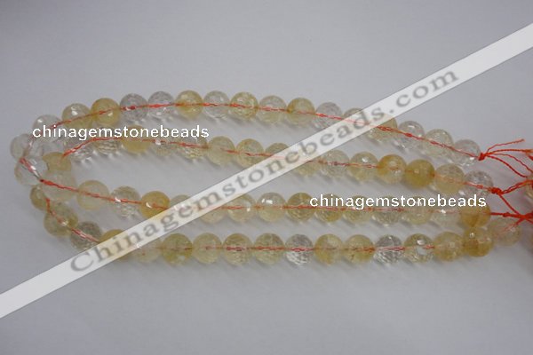 CCR157 15.5 inches 12mm faceted round natural citrine beads