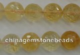 CCR159 15.5 inches 14mm faceted round natural citrine beads