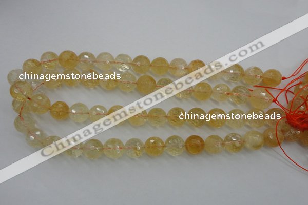 CCR159 15.5 inches 14mm faceted round natural citrine beads