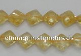 CCR16 15.5 inches 10*10mm faceted diamond natural citrine gemstone beads