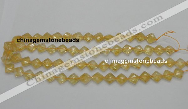 CCR16 15.5 inches 10*10mm faceted diamond natural citrine gemstone beads