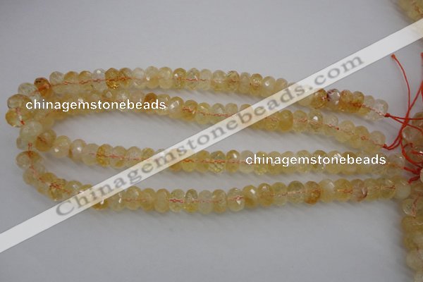 CCR163 15.5 inches 7*12mm faceted rondelle natural citrine beads