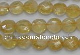 CCR18 15.5 inches 10mm faceted flat round natural citrine gemstone beads