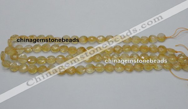 CCR18 15.5 inches 10mm faceted flat round natural citrine gemstone beads