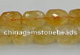 CCR180 15.5 inches 11*14mm faceted drum citrine gemstone beads