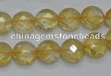 CCR19 15.5 inches 12mm faceted flat round natural citrine gemstone beads