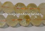 CCR205 15.5 inches 14mm faceted round natural citrine gemstone beads