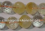 CCR206 15.5 inches 15mm faceted round natural citrine gemstone beads