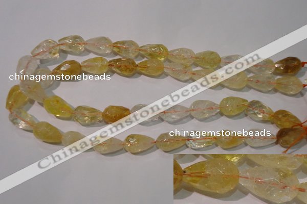 CCR212 15.5 inches 13*18mm faceted teardrop citrine gemstone beads