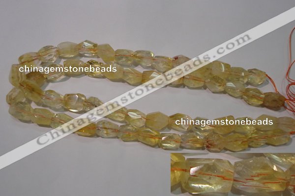 CCR214 15.5 inches 12*14mm faceted nuggets natural citrine beads