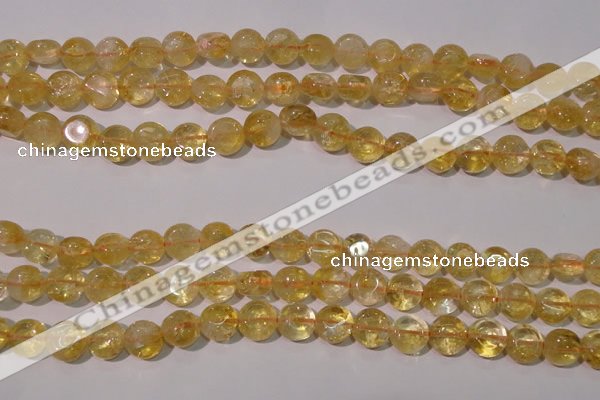 CCR230 15.5 inches 8mm flat round natural citrine gemstone beads