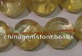 CCR233 15.5 inches 14mm flat round natural citrine gemstone beads