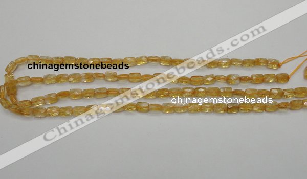 CCR26 15.5 inches 6*7mm faceted rectangle natural citrine beads