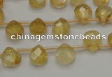 CCR31 15.5 inches 8*10mm faceted briolette natural citrine beads