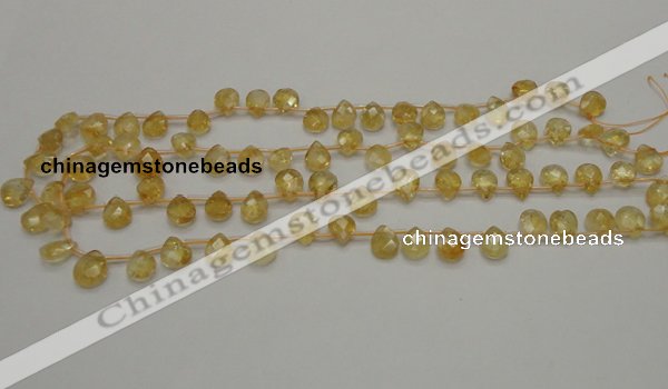 CCR31 15.5 inches 8*10mm faceted briolette natural citrine beads