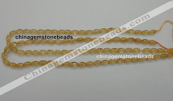 CCR32 15.5 inches 6*8mm faceted rice natural citrine gemstone beads