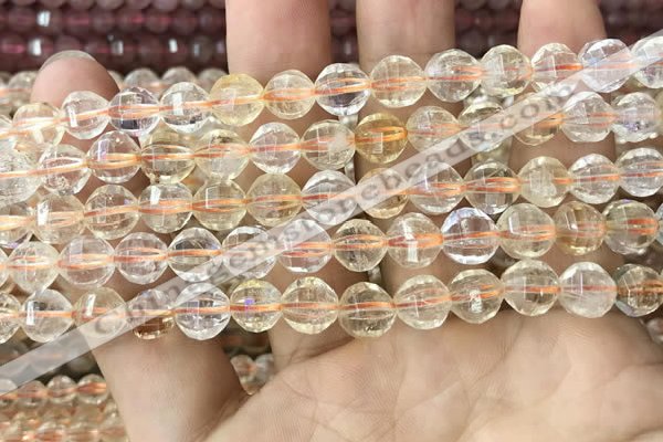 CCR322 15.5 inches 8mm faceted round natural citrine beads