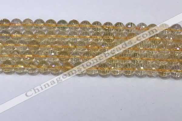 CCR338 15.5 inches 6mmm faceted round citrine gemstone beads
