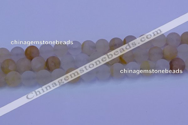 CCR374 15.5 inches 12mm round matte citrine beads wholesale