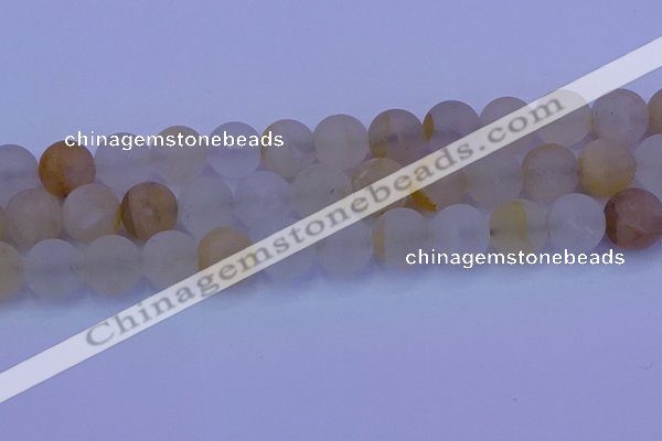 CCR375 15.5 inches 14mm round matte citrine beads wholesale