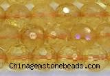 CCR385 15 inches 6mm faceted round citrine beads wholesale