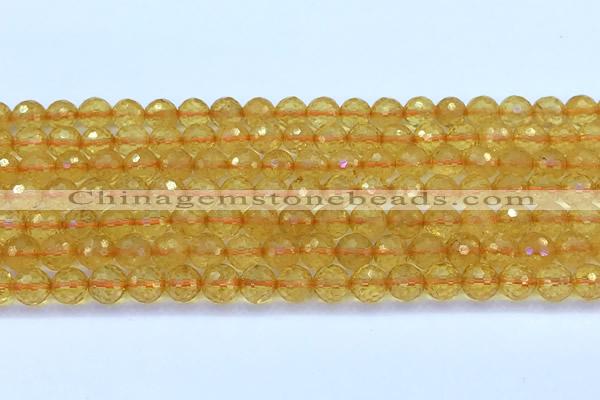 CCR385 15 inches 6mm faceted round citrine beads wholesale