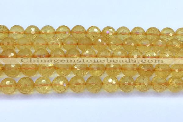 CCR387 15 inches 10mm faceted round citrine beads wholesale