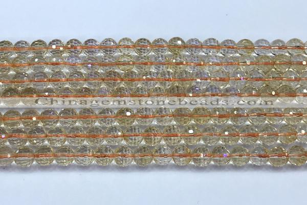 CCR391 15 inches 7mm faceted round citrine beads wholesale