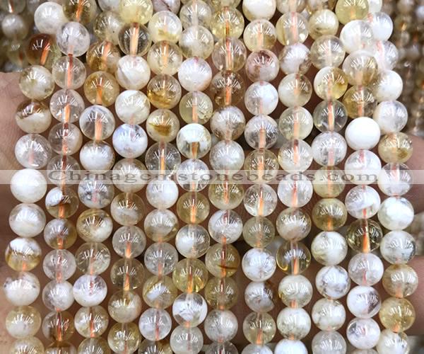 CCR431 15 inches 6mm round citrine beads wholesale