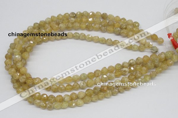 CCR83 15.5 inches 8mm faceted round citrine gemstone beads wholesale