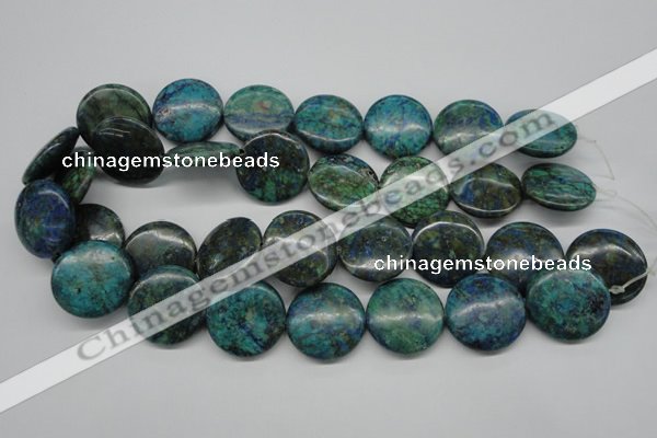 CCS162 15.5 inches 25mm flat round dyed chrysocolla gemstone beads