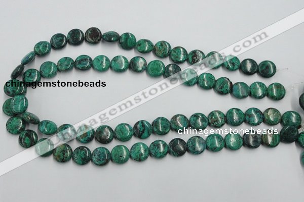 CCS212 15.5 inches 12mm flat round natural Chinese chrysocolla beads