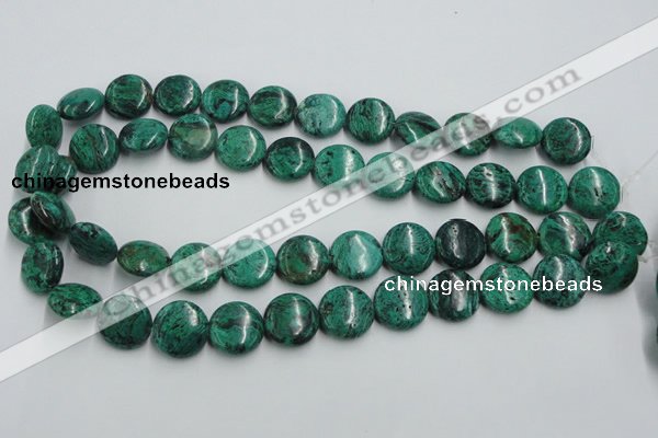 CCS214 15.5 inches 16mm flat round natural Chinese chrysocolla beads