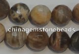 CCS314 15.5 inches 14mm faceted round natural sunstone beads