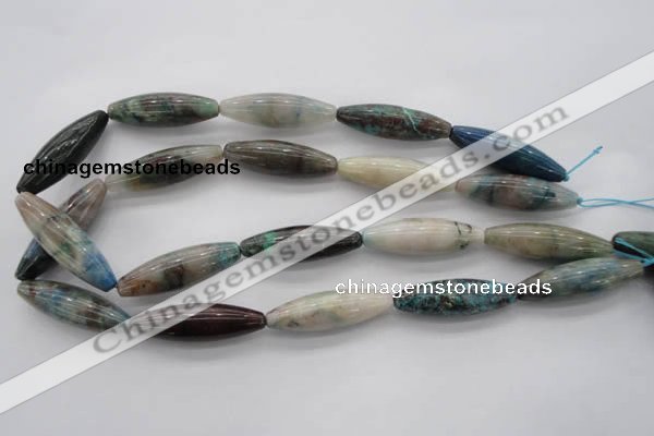 CCS32 15.5 inches 12*40mm rice natural chrysocolla gemstone beads