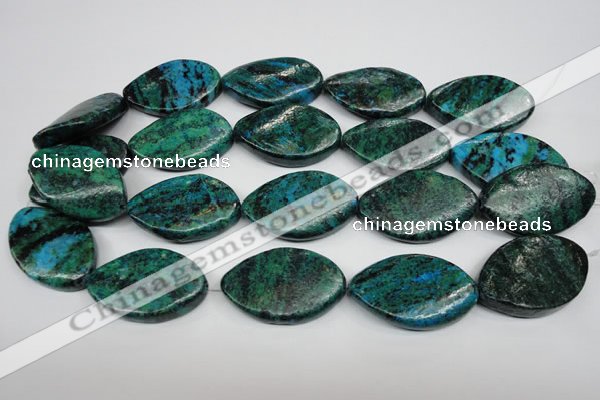 CCS485 15.5 inches 25*40mm twisted marquise dyed chrysocolla gemstone beads